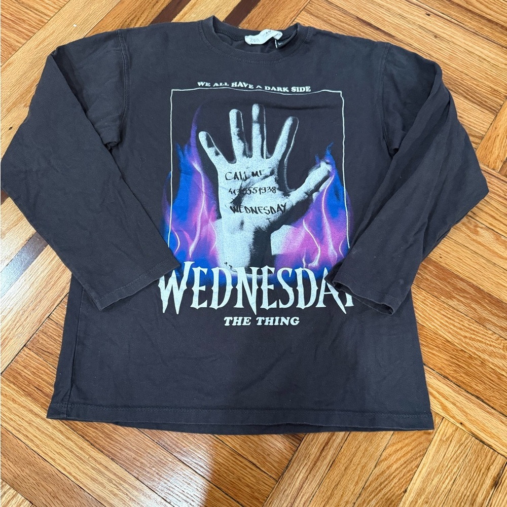 Zara Black Long Sleeve Wednesday Tee size 9-10